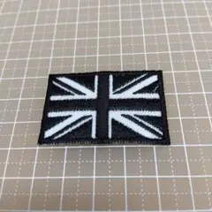 【Mサイズ】アイロンワッペン　英国旗　白黒　イギリス　ユニオンジャック　英国