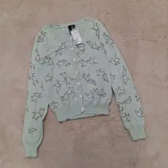 新タグ付 H&M DIVIDED ニット カーディガン【XS】グリーン ハト