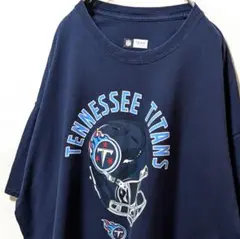 NFLテネシータイタンズ デカロゴ Tシャツ ネイビー 紺色 2XL 古着