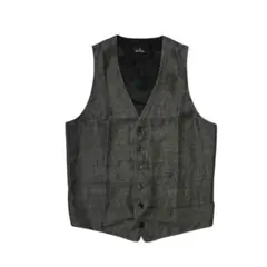 【美品】Paul Smith ジレ ヘリンボーン 切替 総柄 チャコールグレー