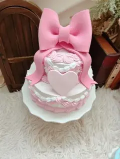 現品発送　推しケーキ　クレイケーキ　ピンク　イミテーションケーキ