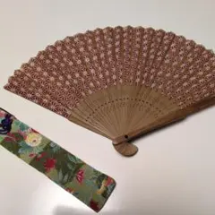 和風花柄扇子と布製ケースセット