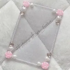 B7【薔薇＊ハート＊ビジュー＊パール】硬質ケース♡デコ♡ピンク・ホワイト系