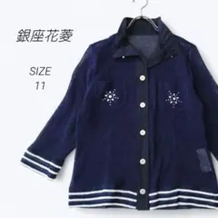 a1154▶銀座花菱　羽織り　七分袖【11】透け感　春夏　ネイビー　ビジュー
