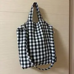 コットン　リネン　ショルダーバッグ　　トートバッグ　2way ハンドメイド