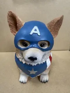 キャプテンアメリカ コーギー　貯金箱約15cm