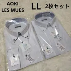 AOKI メンズ ノンアイロン レギュラー 柄シャツ 長袖 LL ボタンダウン