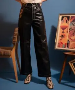 MAISON SPECIAL ヴィーガンレザーワイドストレートパンツ　38