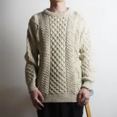 aran crafts フィッシャーマンニットセーター アイボリー/YW70