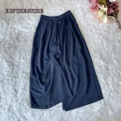 【美シルエット✨】E IN THE STOREタックワイドパンツ 紺サイドジップ