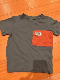 グレー/オレンジ ポケット付き Tシャツ 110