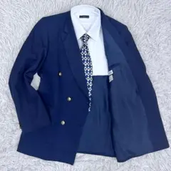 《美品》 ダブル テーラードジャケット メンズ 紺色