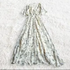 フレア 花柄 マキシワンピース