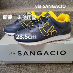via SANGACIO にゅ~ず navy × yellow 23 5cm