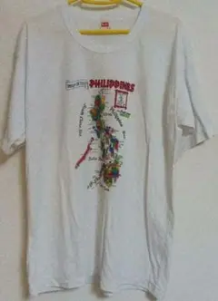 メンズ専用　フィリピン地図プリントホワイト色Tシャツ　未使用に近い