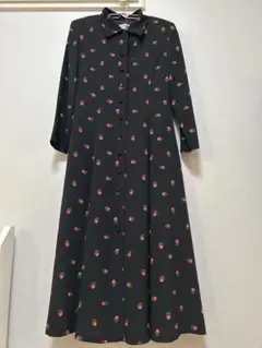 ミスオンワード　花柄ワンピース　レトロ　肩パッド