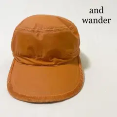 and wander アンドワンダー ナイロンキャップ ワークキャップ オレンジ