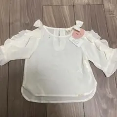 新品タグ付き　フリル付きホワイトシャツ 80センチ