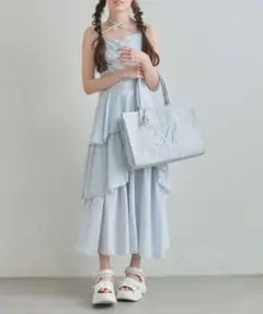 【完売品】ランダムティアードキャミワンピース サックスブルー
