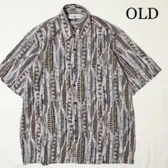 OLD RENOWN レナウン 総柄 デザインシャツ ポリシャツ M