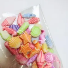 106 プラスチックビーズ 海 魚 貝殻 タツノオトシゴ ヒトデ アンモナイト