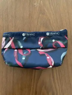 LeSportsac リボン柄 ポーチ ネイビー