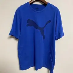 PUMA プーマ 青 Tシャツ 半袖 ロゴプリント XXL