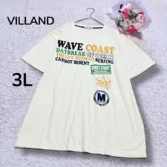 【VILLAND】大きいサイズ3L ロゴプリント　半袖Tシャツ　サーフ　イエロー