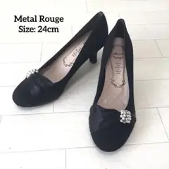 美品 Metal Rouge ブラック 黒 パンプス 高級 24 フェイクパール