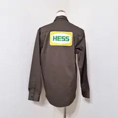 ZARA　HESSワッペン　ワークシャツ　リラックスフィット　ブラウン系　無地