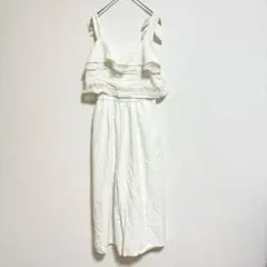 【マーキュリーデュオ】ホワイト レース サロペット リボン リゾート