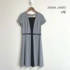 【EMMA JAMES】エマジェイムス 半袖グレンチェックひざ丈ワンピース　美品