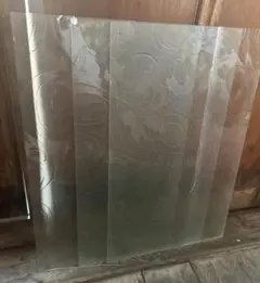 昭和レトロ 未使用品 板ガラス 柄付き うずまき柄 渦巻き