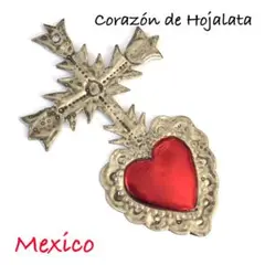 キッチュ♡クロス ハート(コラソン) メキシコ 雑貨 ブリキ 細工 お守り