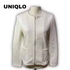 2302★ 【UNIQLO】　ジップアップ　ノーカラー　ジャケット　白　M
