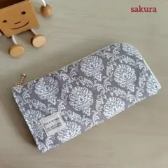 L字ファスナー ロングウォレット【北欧ダマスク柄】 ハンドメイド