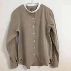 無印良品　洗いざらしブロード　スタンドカラーシャツ　ブラウス　ベージュ　Sサイズ