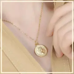 ゴールド コイン ネックレス チャーム ヴィンテージ アクセサリー 韓国
