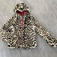 ダブルスタンダード ラビットファーヒョウ柄ショートコート ジャケット