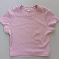 GU リブミニt リブ編み ピンク Tシャツ Mサイズ