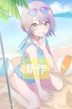 イラスト手描きオリジナル　ビキニ姿の女の子　A4サイズ