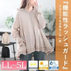 UVカット＆耐塩素裾フリルラッシュガード ライトグレー 4L ゴールドジャパン