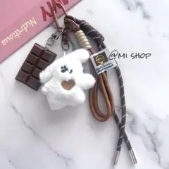 しろくま じゃらじゃらキーホルダー ブラウン 韓国 キーホルダー 板チョコ