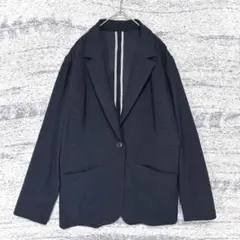 ブラック ストレッチ LL テーラードジャケット 通勤 春秋 羽織り 美品
