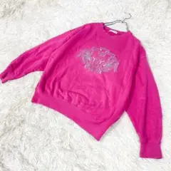 ELLE SPORTS エルスポーツ 刺繍スウェット　シルバーラメ刺繍
