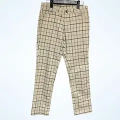 タキヒョー ストレッチ パンツ ノバチェック風 テーパード ベージュ チェック