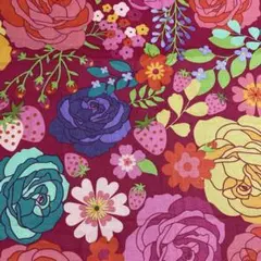 50㎝　USAコットン　ポピーコットン　薔薇 苺 花柄　ローズ　生地　はぎれ