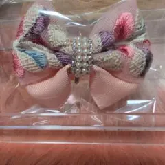 【新品未使用】ハンドメイド　花柄リボン ポニーフック　137