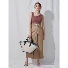 美品♡ マーキュリーデュオ リネンレースアップタイトスカート S ベージュ