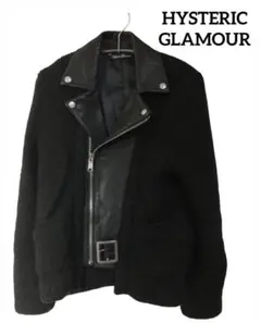HYSTERIC GLAMOUR モヘア レザー 切り替え ライダースジャケット